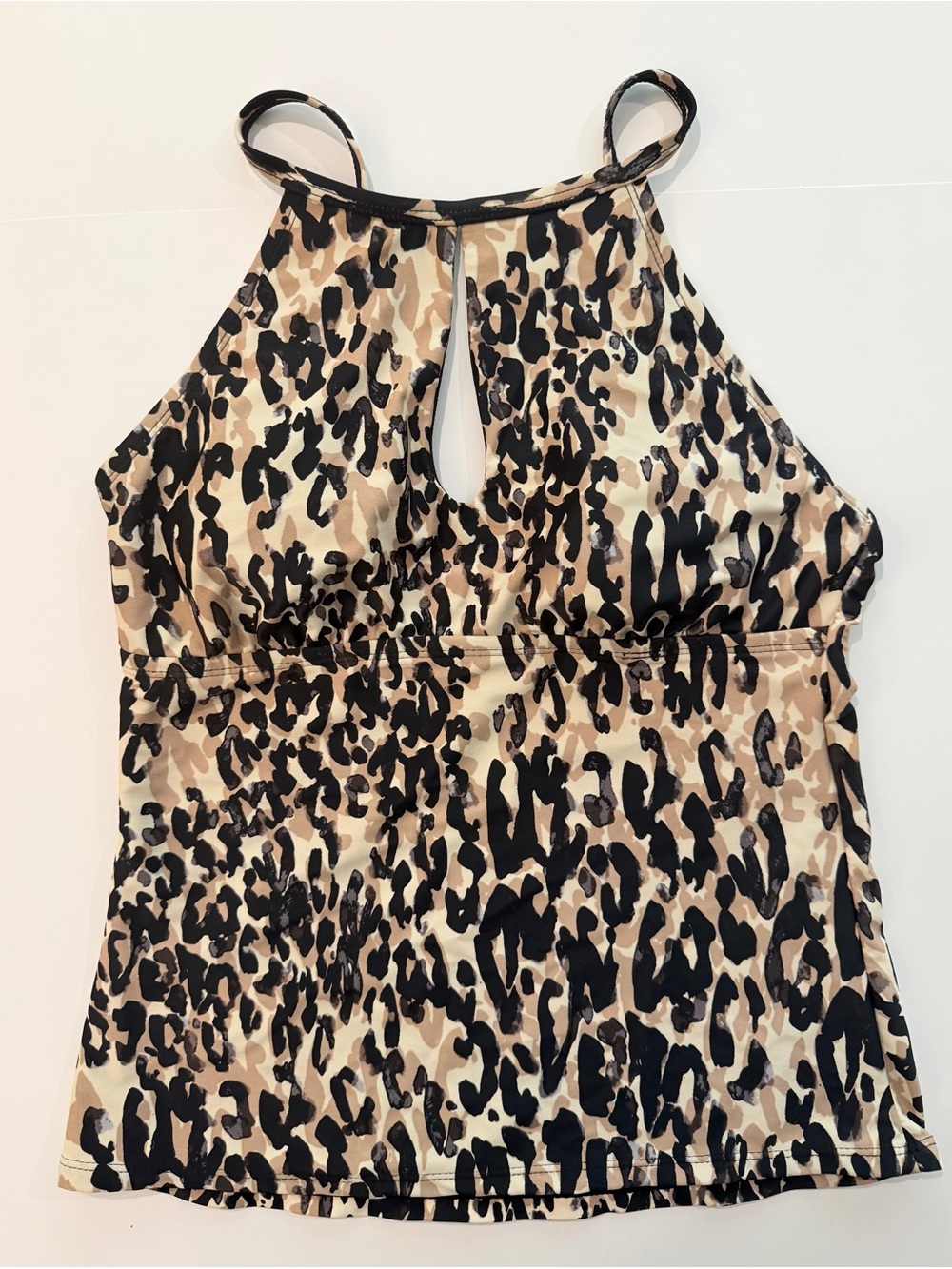 Leopard Print Keyhole Tankini Swim Top Size 8